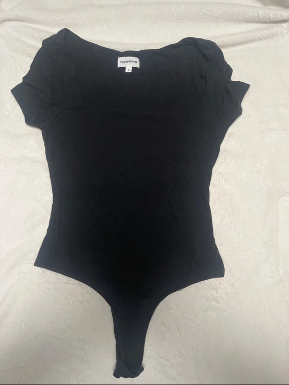 superdown Black Short Sleeve Square neck Bodysuit